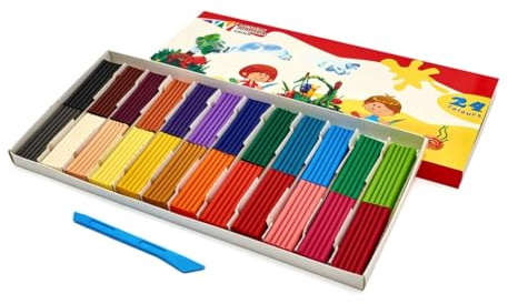 Non-Drying Modelling Clay for Kids & Artists – Reusable, EN71 Certified, Natural Binding Ingredients – EN71 Compliant – 24 Bright Colours