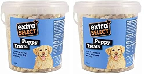 Extra Select Puppy Bones Dog Treat Biscuits in a 1ltr Bucket (approx 340 biscuits) (Pack of 2)