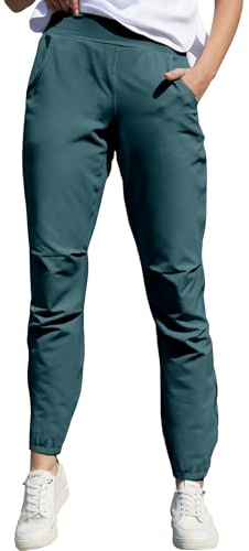 HIBETY Damen Elastische Kordelzug Taille Golf Hosen, Sonnenschutz Bequeme Lounge Hosen, Leichte Athletic Jogger Cyan Gray02-L
