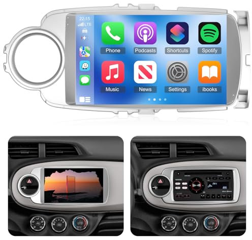 NHOPEEW Radio de Coche 2+64G para Toyota Yaris 2012-2020 - Carplay inalámbrico y Android Auto - Estéreo Android 13 de 9 Pulgadas con WiFi EQ GPS Mirror Link FM RDS + Cámara de visión Trasera AHD