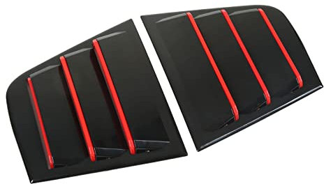 Louvers Seitenfenster-Lamellen, 1 Paar Auto-Seitenfenster-Lamellen, ABS-Entlüftungsschlitze, Schattierungen, Abdeckung, Jalousie, Ersatz für 2015–2022 (Schwarz)