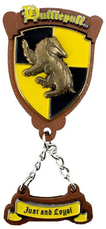 Licensed Harry Potter Enamel Wooden, Metal, 3D Fridge Magnets, 5 Styles, Hogwarts, Gryffindor, Slytherin, Hufflepuff and Ravenclaw with Slogan Charms (Hufflepuff)