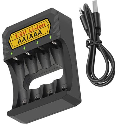 ROYJJ 1.5V Lithium Batteries Charging Dock 4Slots For Rechargeable AA/Triple A Battery Featuring Overcharge Protections Four-slot charger