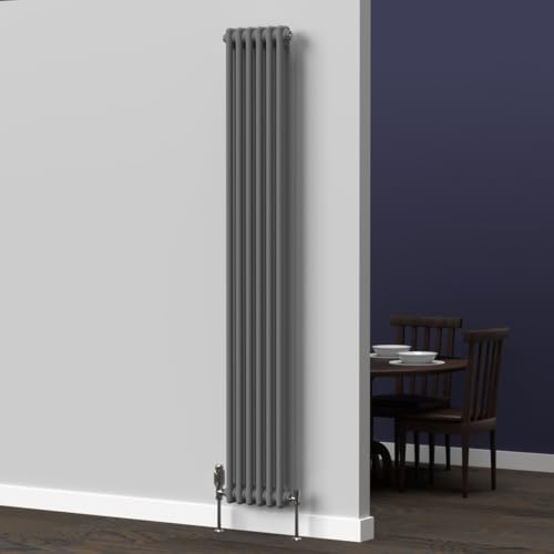 Lux Heat Anthracite Grey Vertical 2 Column Traditional Radiator 1800mm (H) x 290mm (W)
