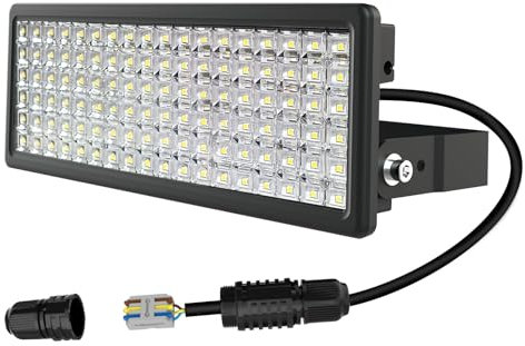 BERSUANG LED Strahler Außen Fluter 14000LM 100W Scheinwerfer 6500K Flutlichtstrahler IP67 Wasserfest Flutlicht Einstellbarem Winkel Geeignet Außenstrahler für Sportplatz (mit kabelverbinder)