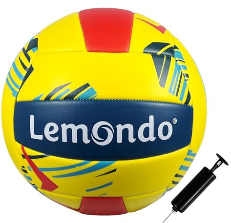 Lemondo Beachvolleyball, Soft Touch Volleyball Größe 5 Indoor Outdoor, Weiches PU-Leder Langlebigkeit, Inklusive Ballpumpe, für Training und Spiel für Alle Altersgruppen