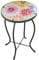 Coopers of Stortford - Glass Top Side Table - Floral Decorative Table for Indoor & Outdoor Use - Cast Iron Retro Design - Vibrant Flower Pattern