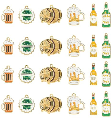 KitBeads 30Pcs 6 Styles Enamel Beer Cup Charms Wine Alcohol Bottle Drink Charms for Jewellery Making Bracelets Necklaces Earrings Crafts