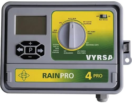 Programador de Riego Eléctrico VYR-6045 RAIN-PRO, 4 Programas, Sensor de Lluvia, IP65 para tractor y maquinaria agricola