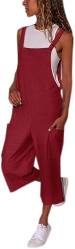 Generico Tute da Donna Monopezzi e Tutine da Donne Salopette Estiva Pantaloni Estivo Spiaggia Pagliaccetto (IT, Testo, S, Regular, Regular, Rosso)