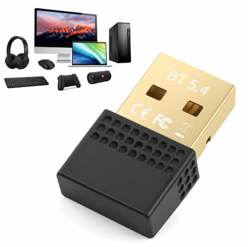 Ouitble Bluetooth Adapter PC USB Bluetooth 5.4 Dongle Stick Plug & Play 2.4GHz Receiver 3.0Mbps Wireless Transmission for Desktop Laptop Headset Keyboard Mouse