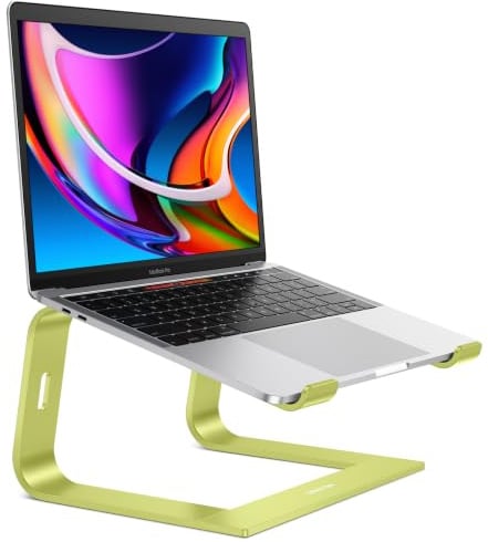 OMOTON Laptop Ständer, Notebook Ständer mit Belüftung, Universal PC Riser | Ergonomisch Laptop Halterung, Aluminium, Abnehmbar, passend für Laptops in 10-15,6 Zoll für MacBook Pro/Air, Zitrus