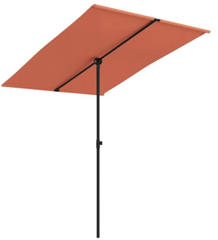Xhnifbn Parasol rectangulaire - 200 x 150 cm - En aluminium - Terre cuite - Haute protection UV - Réglable en hauteur - Pivotant à 180 ° - Pour balcon, terrasse - Protection solaire - Robuste - Pour