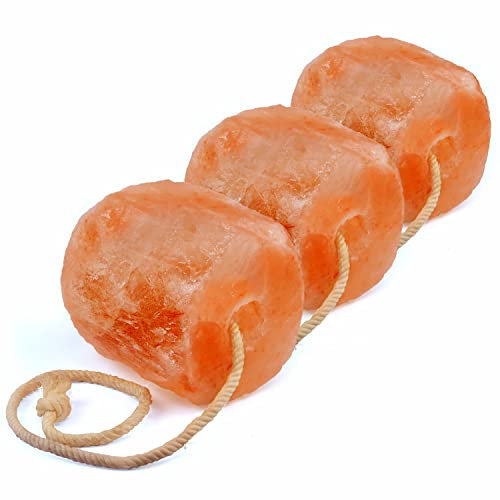 SalNatural 3X Salzleckstein je 2 Kilo mit Kordel, bekannt als Himalaya Salz aus der Salt Range Pakistan. Bergkristall salzleckstein Pferd, Salzleckstein wild, für Rinder, Ziegen, Schafe, usw