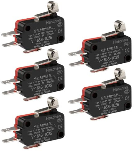 Heschen Micro interruptor V-165S-1C25 SPDT palanca de rodillo corta 16A 250VAC 5PCS