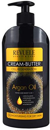 Revuele Buttercreme Arganöl feuchtigkeitsspendende regenerierende Körperhände für alle Hauttypen Größe 400 ML für die ganze Familie Hergestellt in der EU