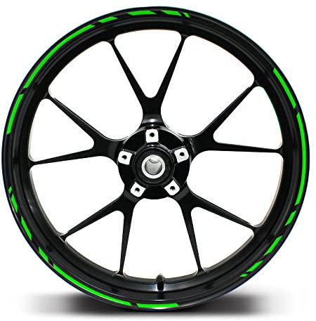Felgenrandaufkleber Speed Design 12 Teilig Komplett-Set -Finest Folia passend für 17 Zoll & 16 18 19 Felgen Motorrad Auto Fahrrad MR002 (Neon Grün)
