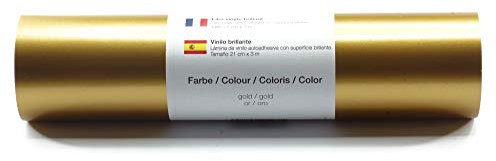 Selbstklebende Plotterfolie Vinylfolie 21 cm x 3 m glänzend 39 Farben zur Auswahl, Farbe:171 Gold