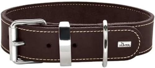 HUNTER AALBORG SPECIAL Hundehalsband, Leder, strapazierfähig, komfortabel, 55 (M), dunkelbraun