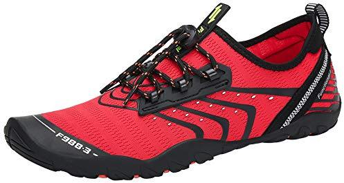 SAGUARO Homme Femme Chaussures pour Piscine et Plage Chaussons de Plongée d'eau Chaussettes Aquatiques pour Sports Nautiques Natation Surf Voile Mer Rivière, Rouge Pomme, 40 EU