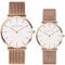 Kubagom Paar Uhren Analog Quarz Edelstahl Wasserdicht Mesh Ultradünne Set für Sie und Ihn (Weiß Oberfläche,Rosegold Armband)