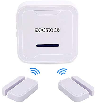 Koostone Wireless Magnetic Door Entry Sensor Alarm Chime, Door Open Alert for Shop, Garage, Window Security for Kids, Elders Safety, Anti-theft, 2 Secure Contact Sensors, 1 Doorbell Plugin Receiver
