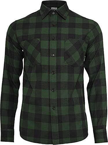 Urban Classics Chemise À Carreaux en Flannelle Homme Chemise en Flanelle Noir/Vert foncé 3XL