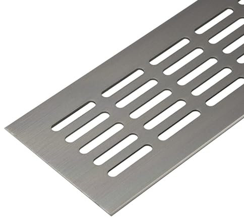 Gedotec Rejilla de ventilación para puerta de acero inoxidable | rejilla de ventilación rectangular | 500 x 80 mm | rejilla de aluminio para muebles de calefacción – pared etc. | Fabricado en Alemania