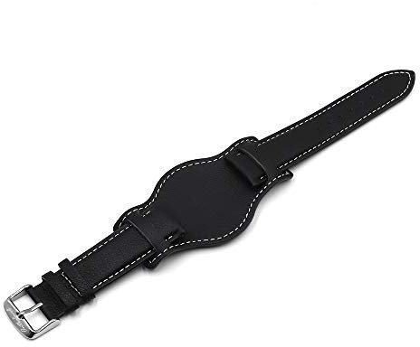 Onthelevel Leder-Manschette Uhrenarmband 18 mm 20 mm 22 mm Vintage Echtleder Uhrenarmband mit Matte für Damen und Herren 22mm Schwarz