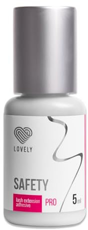 LOVELY Wimpernkleber - SAFETY 5ml, Schwarz - langsamer Kleber, Trocknungszeit: 4 Sekunden, 4-5 Wochen Haftkraft, beständig - für professionelle Wimpernverlängerung, ideal für Trainingszwecke