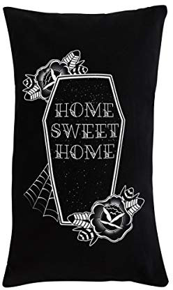 Grindstore Home Sweet Home Coffin Rectangular Kissen Schwarz 50x30cm