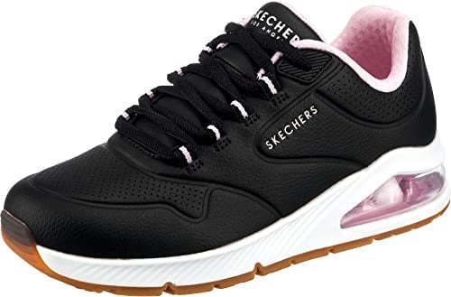 Skechers 155542 Blk, Sneaker Donna, Schwarz Duraleather/Lt.Pink Mesh Trim, 36,5 EU