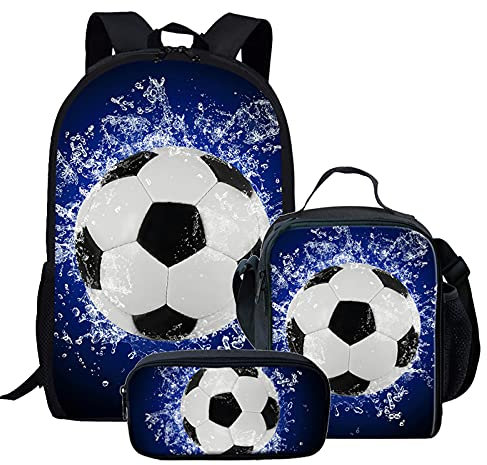 NETILGEN Fußball Schulrucksack Tasche Für Jungen Und Sling Messenger Schulter Handtaschen Lunch Bag Und Pencil Bag Schulranzen Sets Rucksack Für Klassenreisen Wandern Outdoor Geschenke