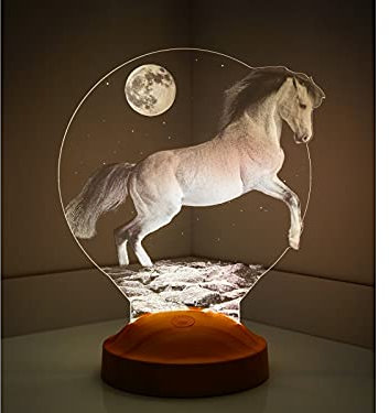 Geschenkelampe für Tierliebhaber mit Gravur Personalisiert Delphin Pferd Elefant Hirsch Deko Lampe