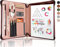 Calfinder Schreibmappe A4, Konferenzmappe A4, Veganes Leder, Arbeitsmappe, Aktenmappe a4, Ledermappe A4, Businessmappe, Schreibmappe A4mit reißverschlussGeschenke für Fauen, Rosa