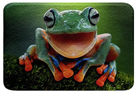 Frosch Badteppiche für Badezimmer Tropisch Amphibie rutschfest Badematte 50x80cm 3D Tier Badezimmerteppich Set Tropisch Natur Mikrofaser Fleece Badvorleger Maschine Waschbar Multifunktionsdekor