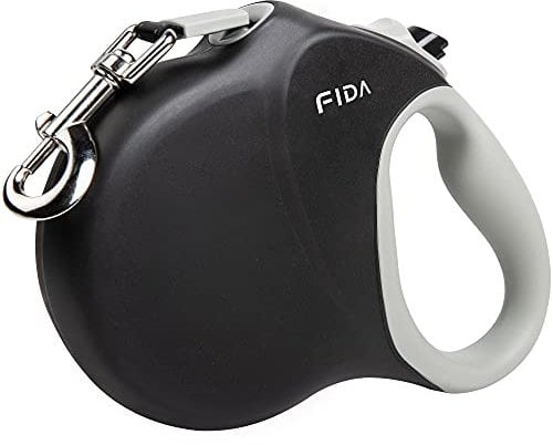 Fida Retractable Dog Lead 8M, No-Tangle Extendable Dog Lead with Strong Nylon Tape, Heavy Duty Extra Long Retractable Leash for Large Dogs Up to 50Kgs, Black