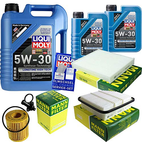 QR-PARTS 69335331 Filter Set Inspektionspaket 7 Liter Liqui Moly Motoröl Longtime High Tech 5W-30 MANN-FILTER Innenraumfilter Luftfilter Ölfilter