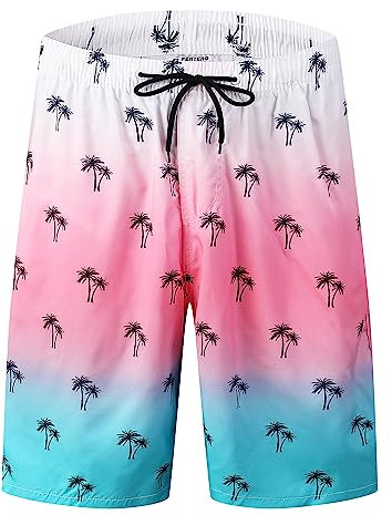 FT FENTENG Short de bain pour homme à séchage rapide avec doublure en maille, short de plage respirant, Arbre rose - 12, Medium