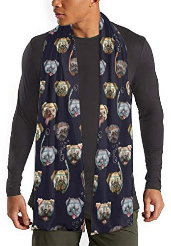 Tauchende Hunde Mops Blasen Lustiger Hund Mops Schal für Frauen Herren Leicht Unisex Mode Herbst Winter Schals Wraps, siehe abbildung, One size