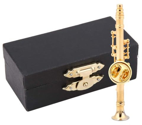 Agatige Gold Trompete Pin Silber Brosche, Trompete Brosche, Instrumentenbrosche, Vergoldung, Klarinette, Musikinstrument, Brosche mit Geschenkbox für Kleidung, Taschen, Jacken, Zubehör