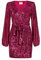 Swing Fashion Women's INES | Himbeere Minikleid Damen | Elegantes Festliches Partykleid | Abendkleid | Hochzeitskleider | Glänzendes Kurzkleid | Glitzer Kleid | Sexy | Langarm 38 (M)