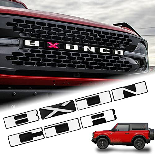 Emblem Logo Bronco LED-Licht für Ford Bronco 2021 2022 2023 2/4 Tür Kühlergrill Emblem Weiss (Nur SUV)