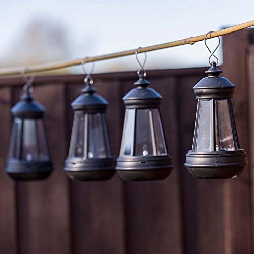 MiniSun | Solar Powered Black Hanging Lanterns | Lanterns, Home Décor & Improvement Essential | Pack of 4