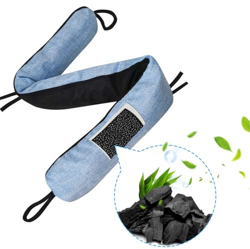 Generic Butée de porte de 91,4 cm, noir, lin, comble les espaces de 0 à 7,6 cm, multifonction, lesté avec perles de charbon, purificateur d'air, bloqueur de bruit, convient pour moquette, carrelage,