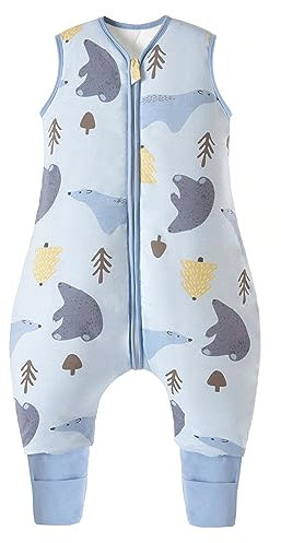 Chilsuessy Gigoteuse d'l'hiver pour bébé - 2,5 Tog Respirante Gigoteuse Bébé à Pieds Turbulette Fille Garçon, Ours polaires, 80cm/Taille Bébé 90-100cm
