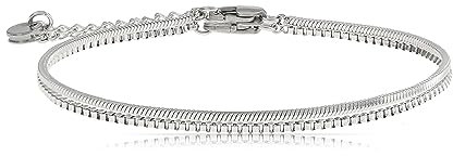 Filigranes Damen Armband aus Edelstahl • Silber Gold Rosé • Minimalistisches Armband • Armbänder für Frauen • Silberschmuck Gold-Schmuck • Feine Cuban Link Chain Armkette (2er Set Silber)