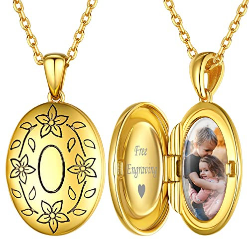 ChicSilver Gold Ovaler Medaillon für Damen Frauen, Medaillon zum öffnen für Bild, Personalisierter Amulett für Freundin Ehefrau Mama