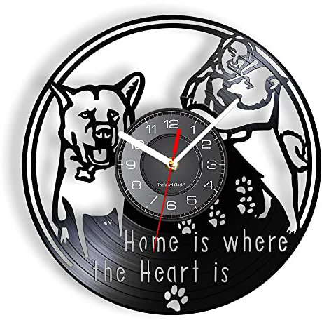 Smotly Vinyl-Wanduhr, kreative Haustier-Hunde-Wanduhr, mit LED-Fernbedienung, Nachtlicht, eine Wanduhr Geschenk für Tierliebhaber. (ohne Licht/Geschenk: Haken + Geschenkbeutel