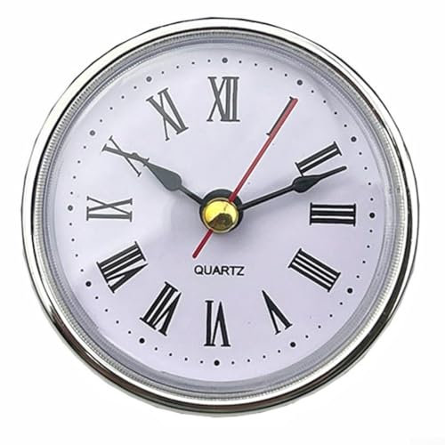 HEIBTENY M2188-65MM Uhr, Eingebettete Uhr,65 Mm Quarzuhr-Einsätze, Uhrwerkeinsatz, Ersatz-DIY-Teile, Römische Zahlen(Silver)